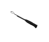 Love In Leather BDSM Flogger with Latex Detail Handle - Black - Whips And Crops